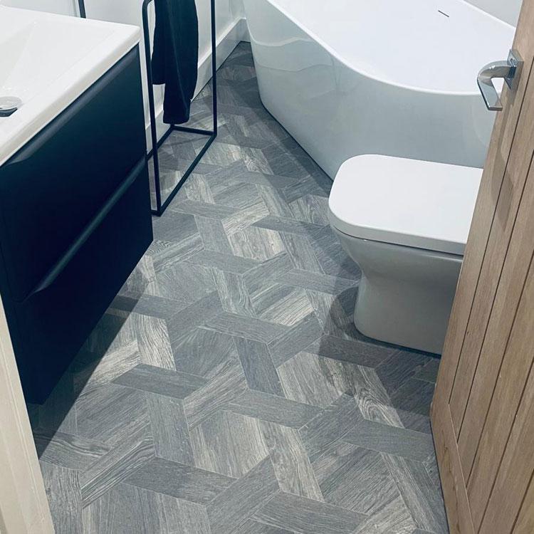 Vinyl sheet in a bathroom
